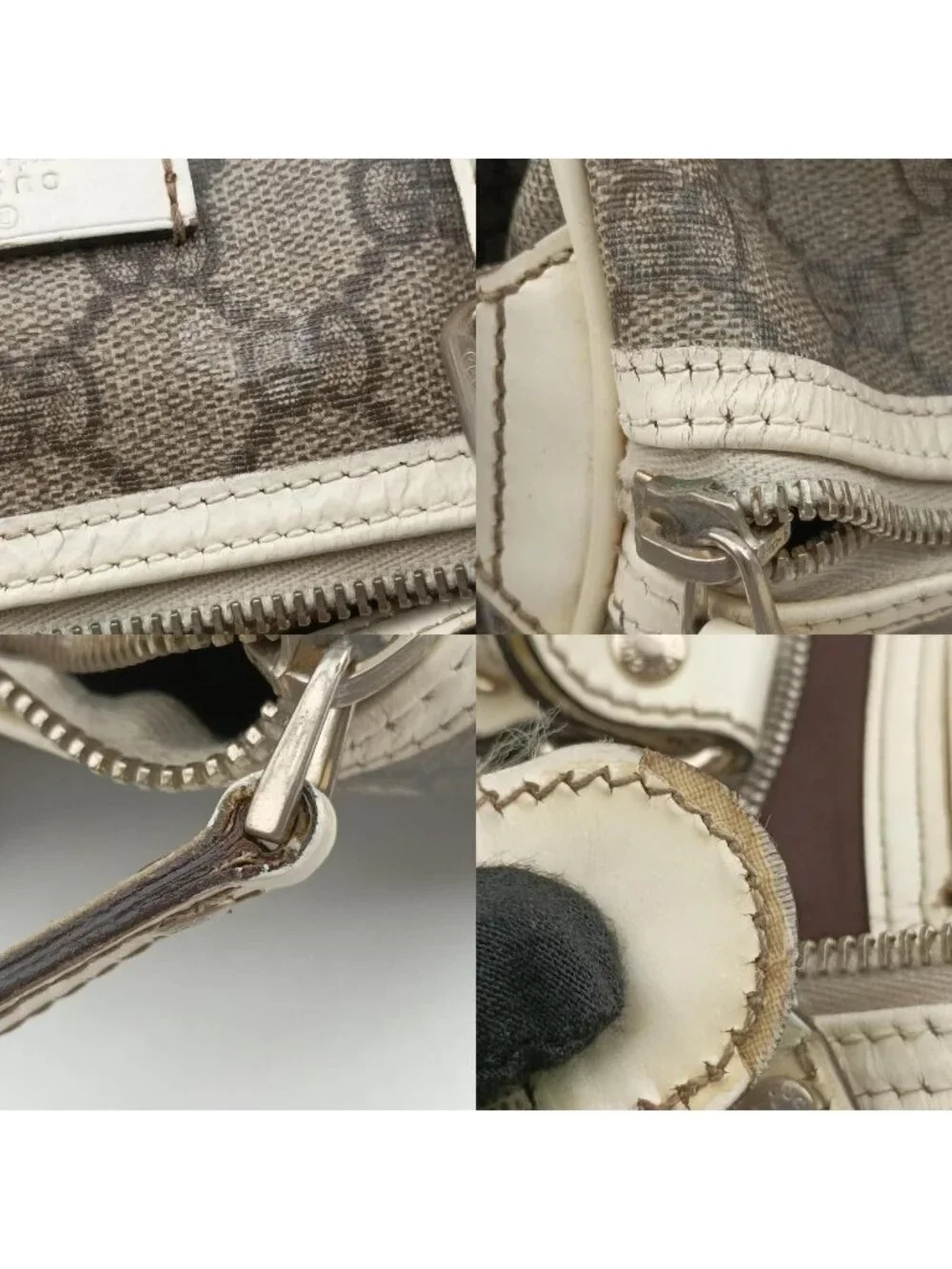Gucci GG Plus Joy Supreme Beige White Leather Handbag